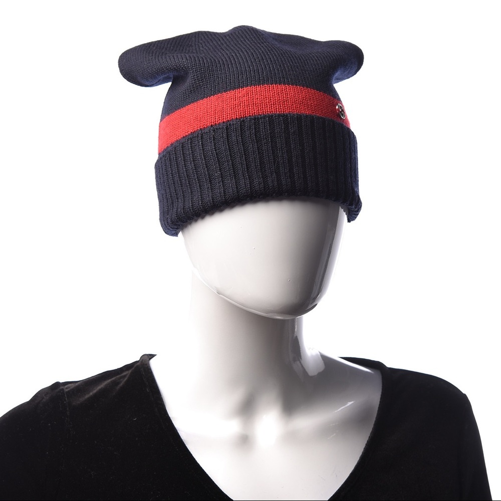 Gucci Web Stripe New Port Tricot Beanie Hat - Picture 2 of 5